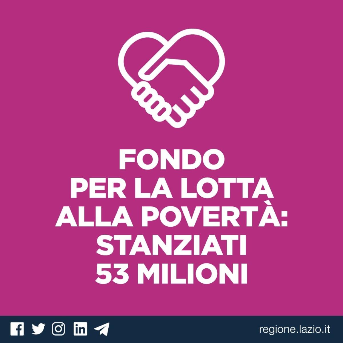 Regione Lazio, 53 milioni destinati al fondo per la lotta alla povertà. - 