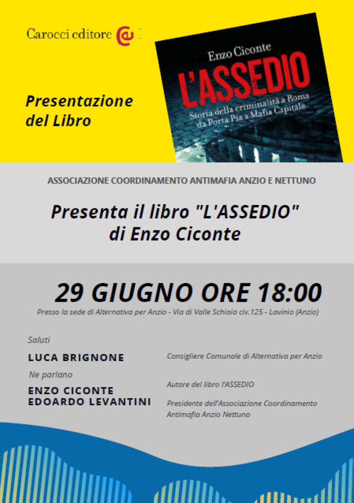 "L'Assedio", a Lavinio la presentazione del libro di Enzo Ciconte - 