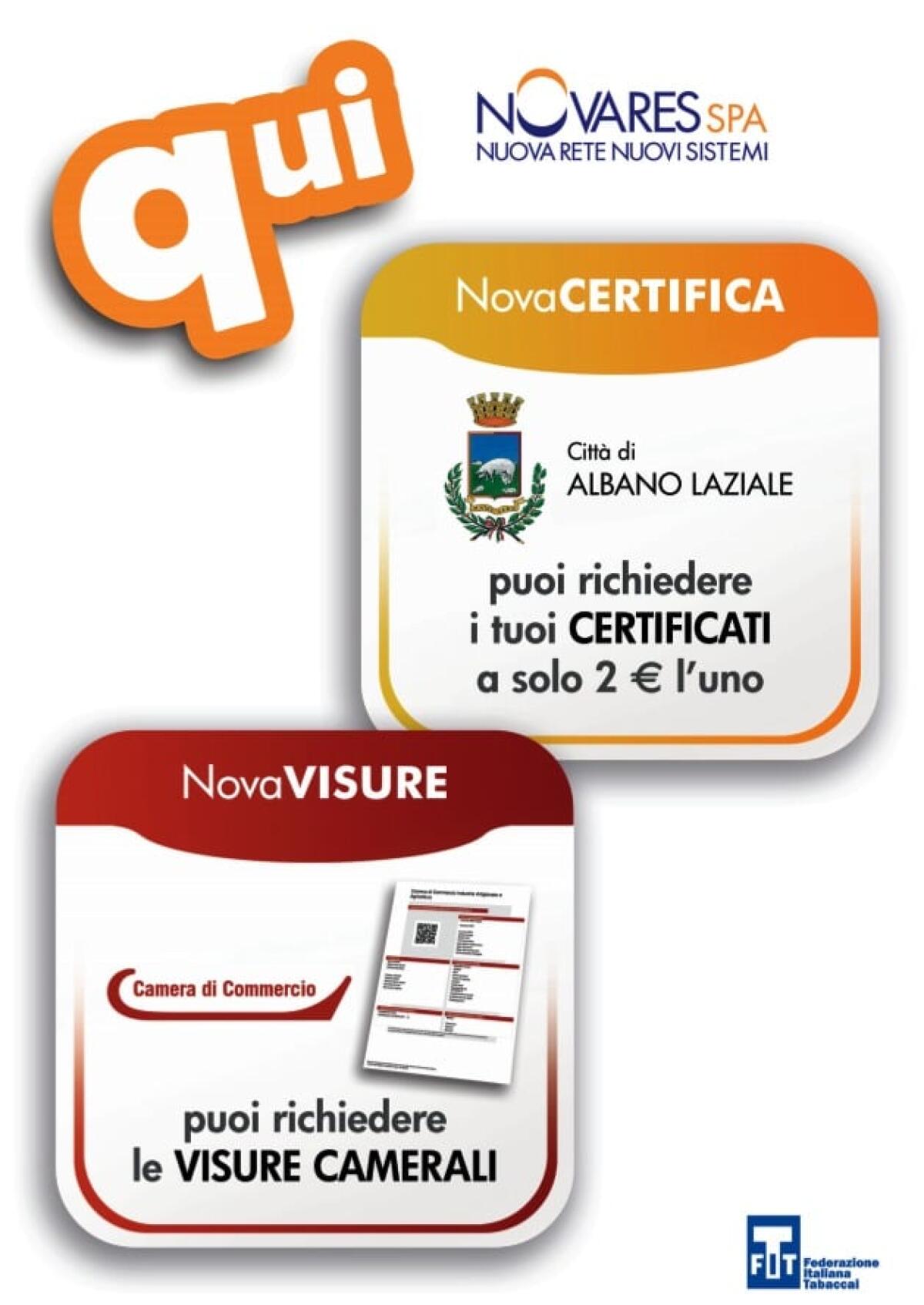 Da lunedì 7 Giugno rilascio dei certificati anagrafici anche nelle tabaccherie di Albano. - 