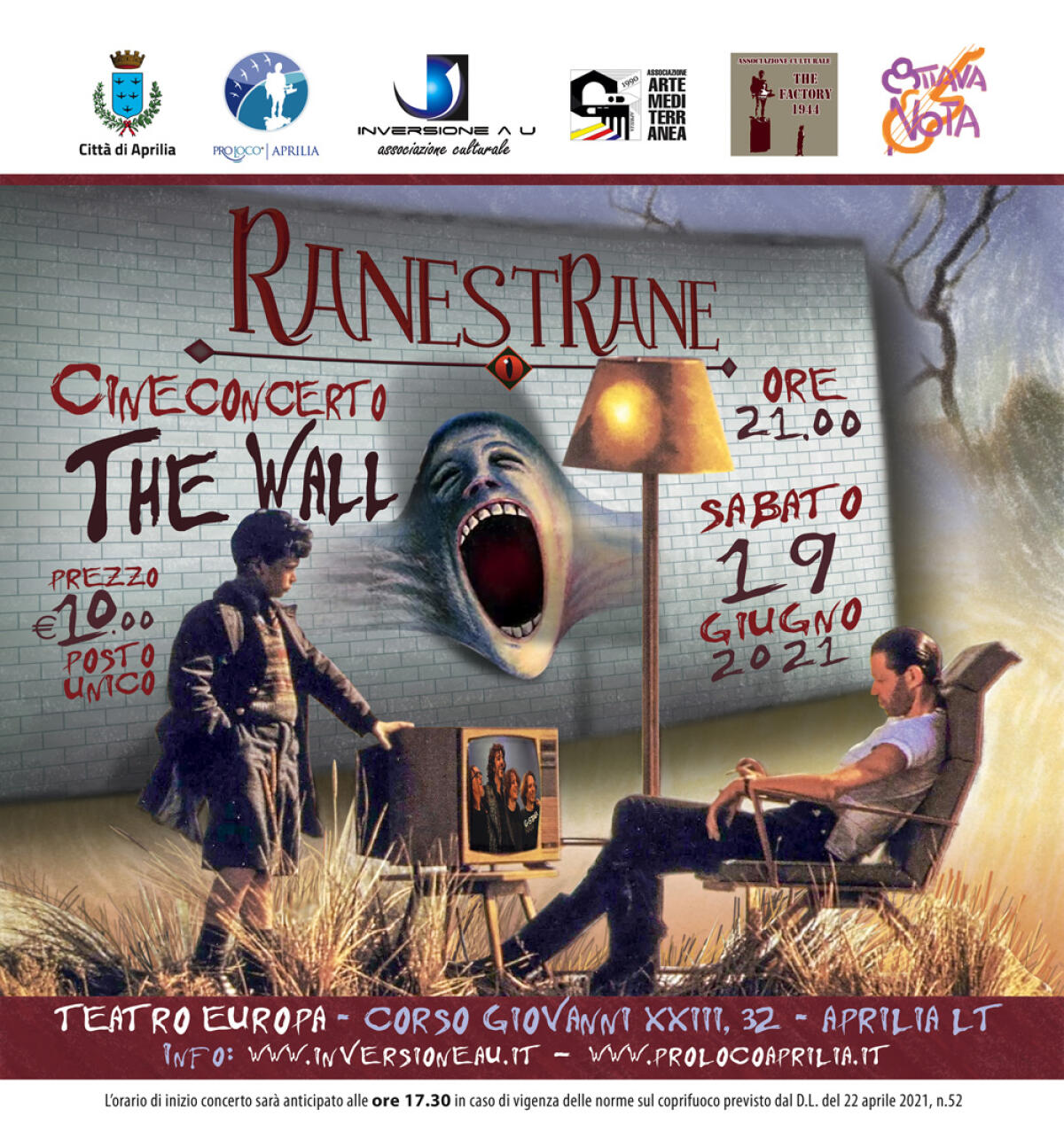 Sabato 19 Giugno al Teatro Europa di Aprilia il cine-concerto “The Wall”, l’opera maestosa dei Pink Floyd. - 