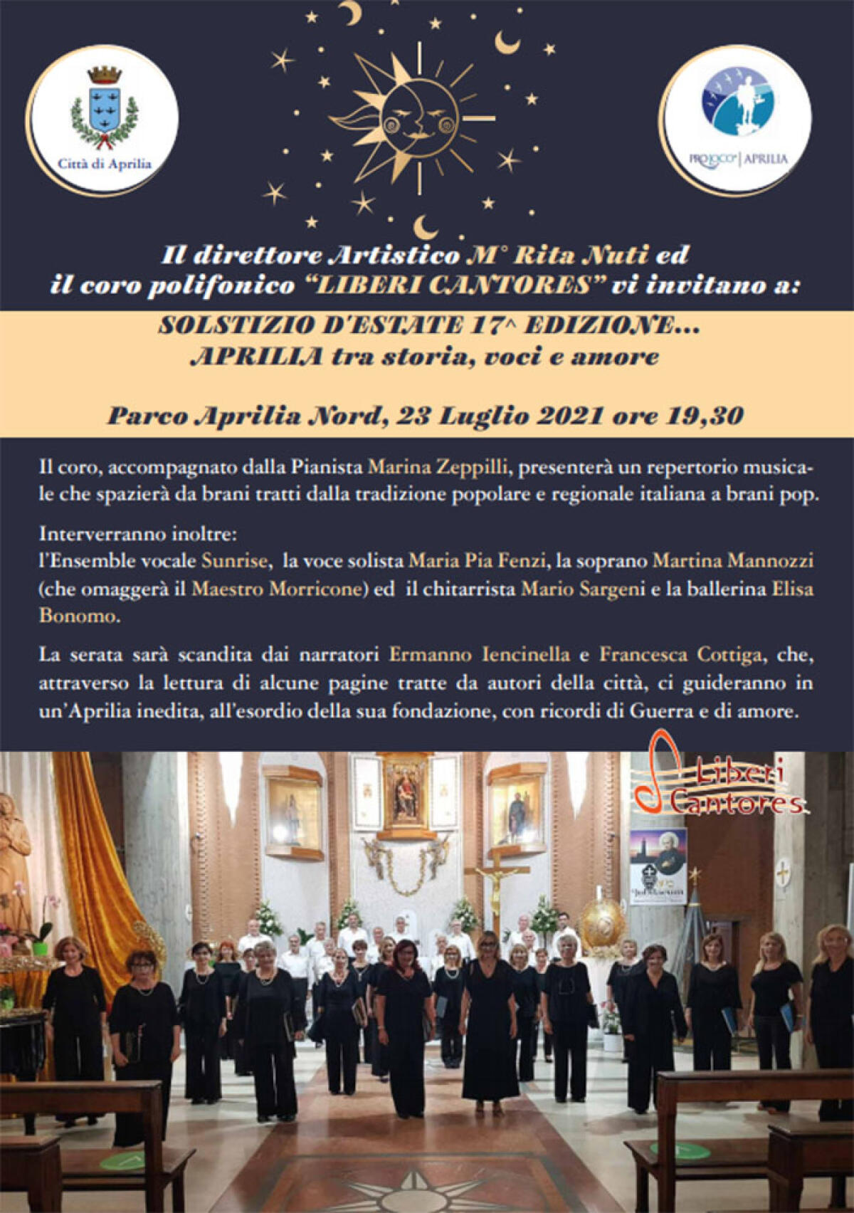 Il 23 Luglio ad Aprilia la serata musicale “Solstizio D’Estate. Aprilia tra storia, voci e amore” organizzata dal coro Liberi Cantores. - 