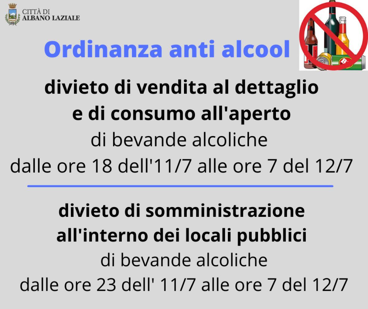 Nuova ordinanza anti-alcool ad Albano per la finale degli Europei Italia-Inghilterra. - 