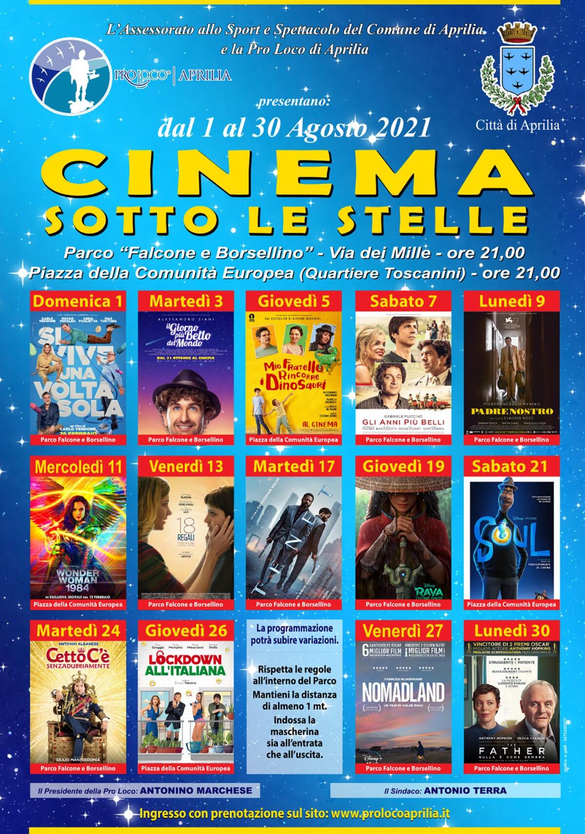Cinema sotto le stelle, ad Aprilia doppia location: film in via dei Mille e al quartiere Toscanini - 