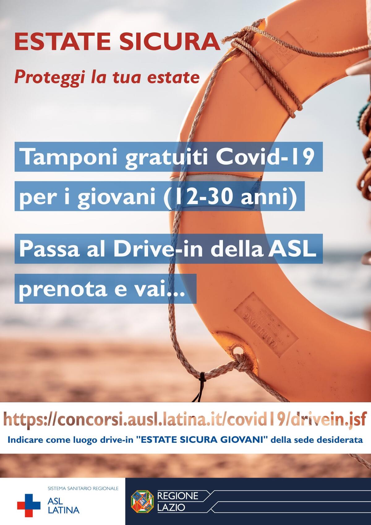 Estate sicura, tamponi gratuiti per i giovani tra i 12 e i 30 anni nei drive-in ad Aprilia, Latina e Terracina - 