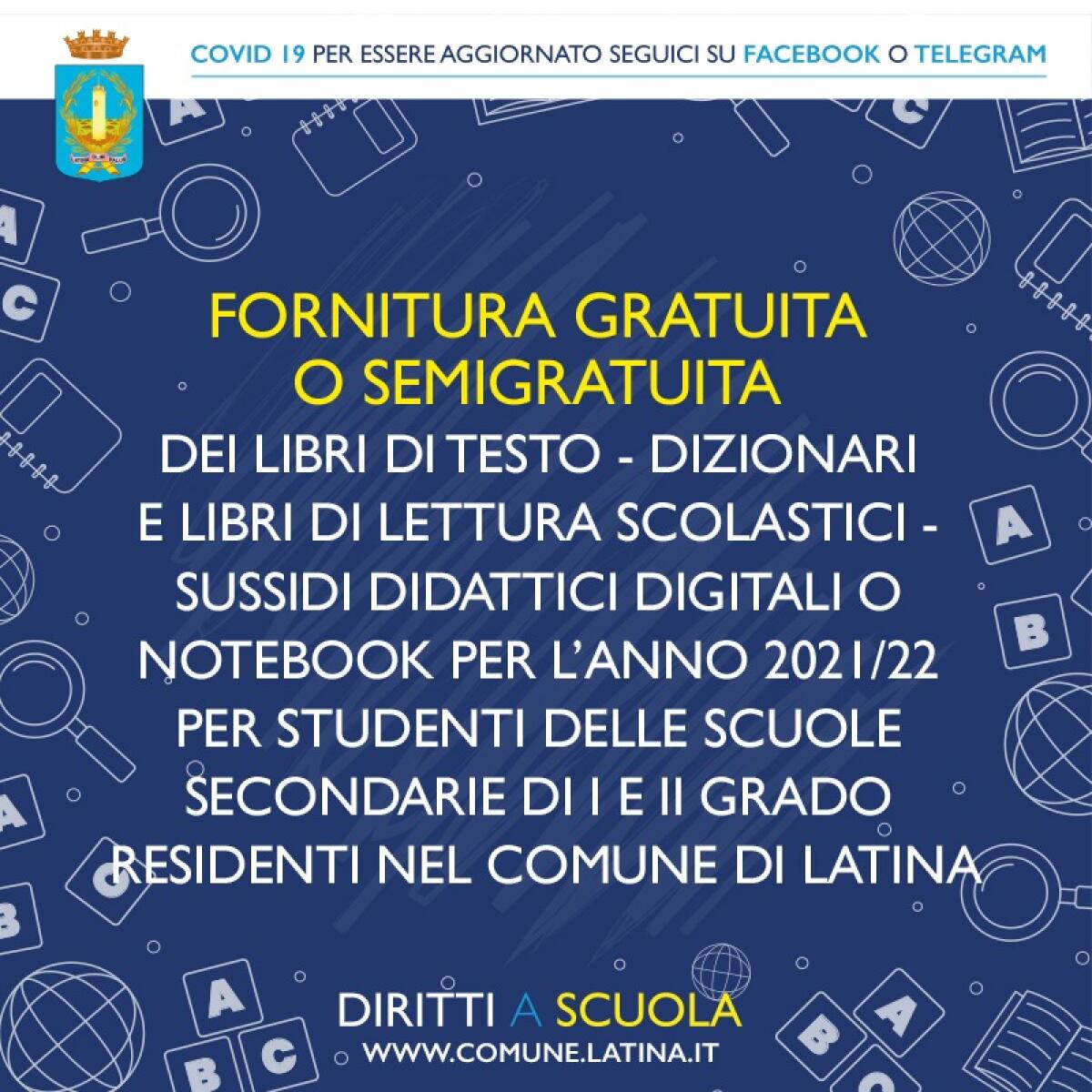 LATINA – Online l’Avviso Pubblico per l’erogazione di contributi per la fornitura gratuita o semigratuita dei libri di testo. - 