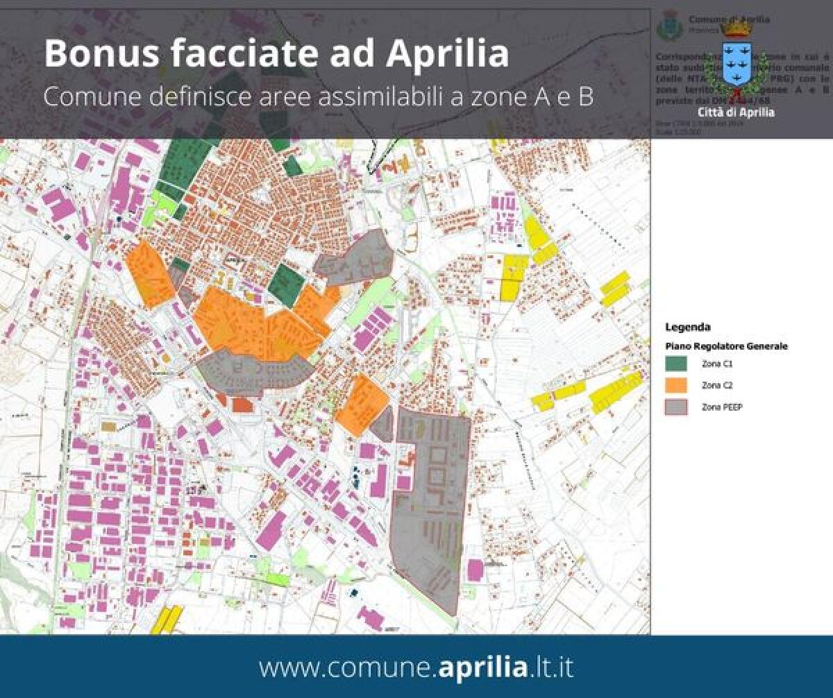 Bonus facciate, il Comune di Aprilia definisce le zone urbanistiche in cui sarà possibile richiedere la detrazione d’imposta. - 