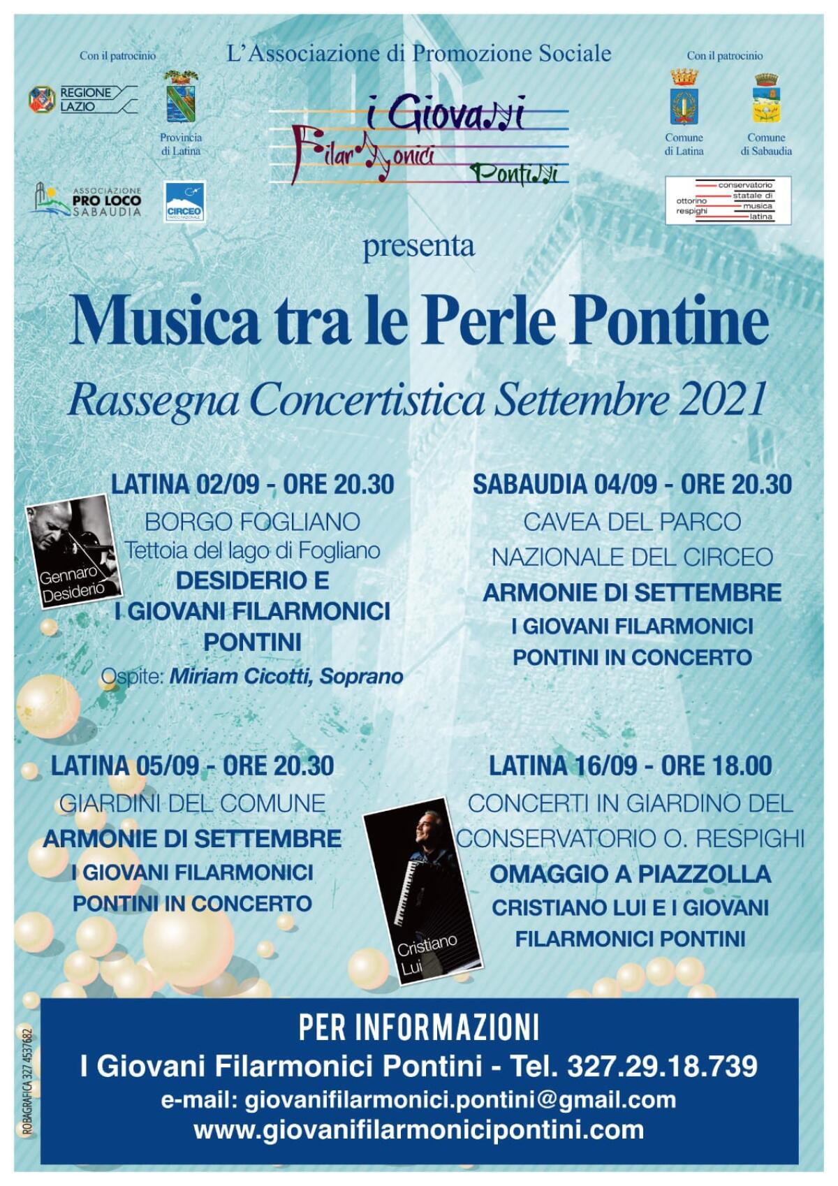 Torna la rassegna “Musica tra le perle pontine”: i Giovani Filarmonici Pontini in concerto in giro per la provincia. - 
