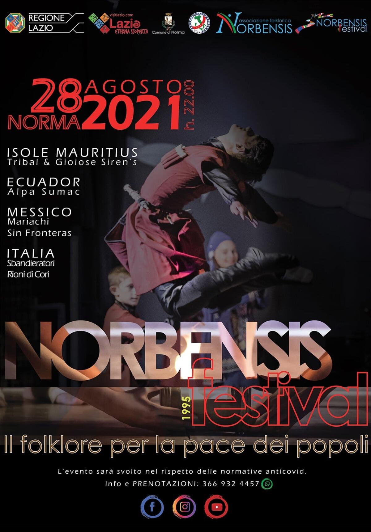 A Norma  questo sabato 28 Agosto il “NorbensisFestival - Il Folklore per la Pace dei Popoli”. - 