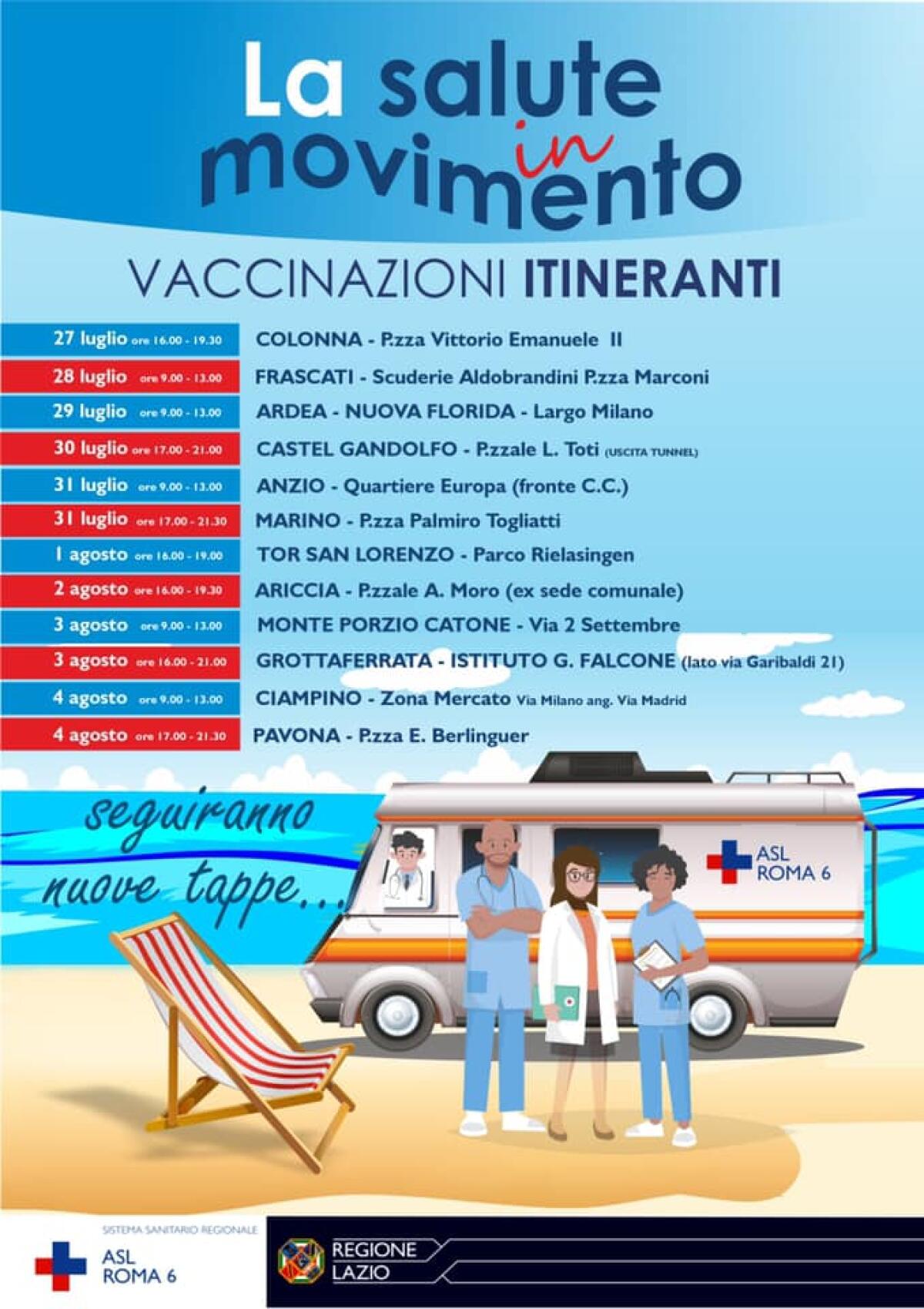 Il camper vaccinale della Asl Roma 6 oggi a Pavona e Ciampino. - 