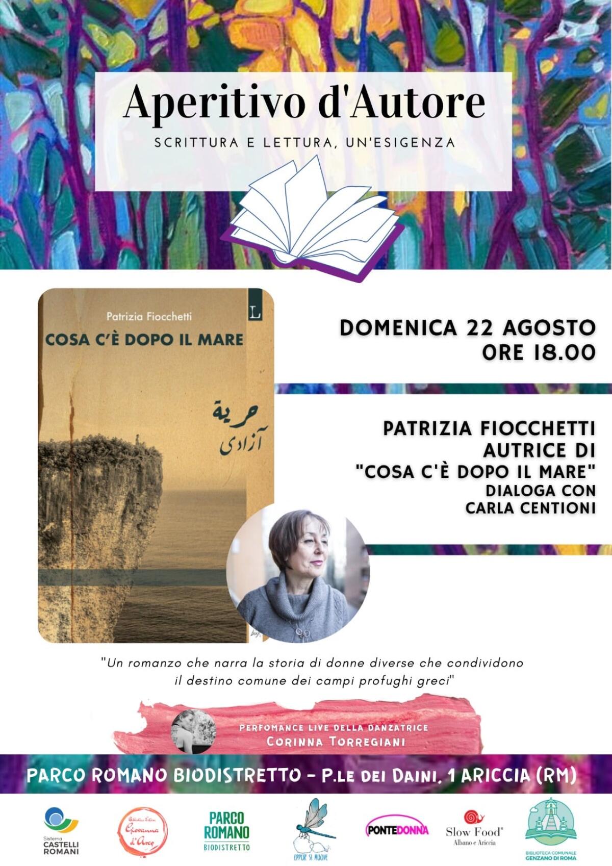 Patrizia Fiocchetti con il suo libro “Cosa c’è dopo il mare” al Parco Romano Biodistretto di Ariccia. - 