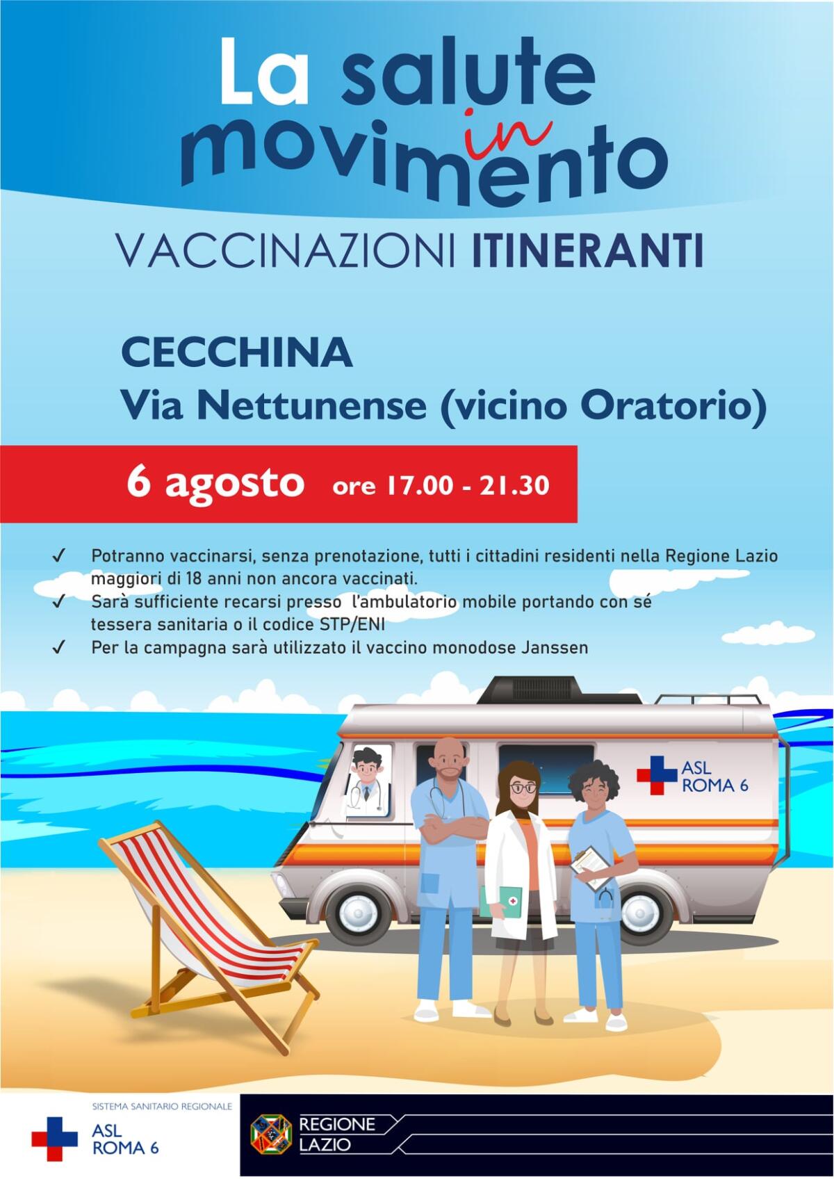La campagna vaccinale itinerante della Asl Roma6 oggi pomeriggio approda a Cecchina. - 