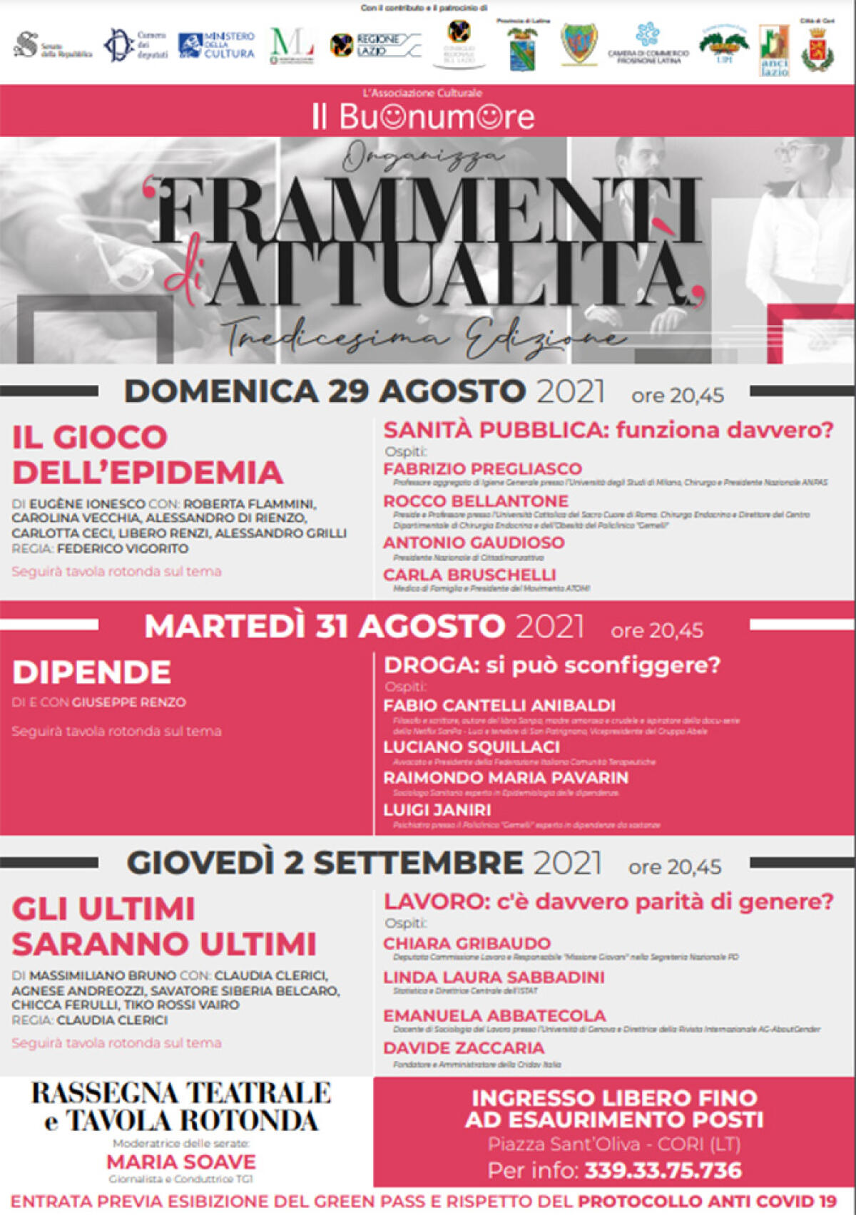 A Cori al via la 13esima edizione della rassegna “Frammenti di attualità”. - 