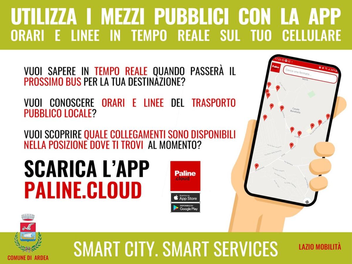 Il Trasporto Pubblico Locale sul cellulare: il Comune di Ardea lancia l’App “Paline.Cloud”. - 