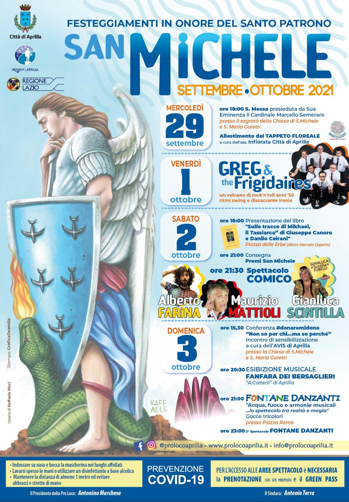 APRILIA - Festa di San Michele Arcangelo:  il programma ufficiale. Sul palco questo fine settimana “Greg & The Frigidaires”, Alberto Farina, Maurizio Mattioli e Gianluca Scintilla. - 
