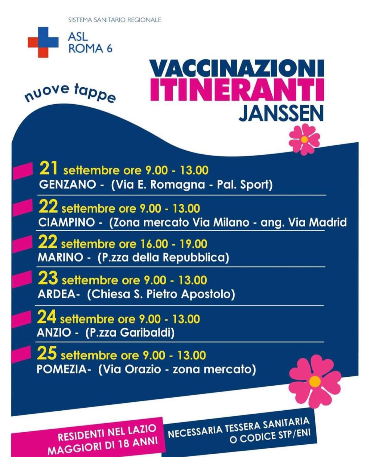 Vaccino itinerante nella Asl Roma 6, tappe a Genzano, Ardea, Anzio e Pomezia - 