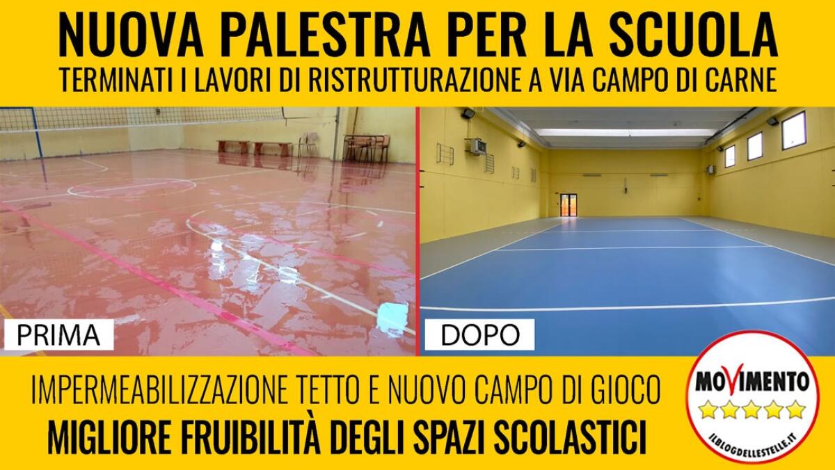 Ardea, messa a nuovo la palestra della scuola di Campo di Carne - 