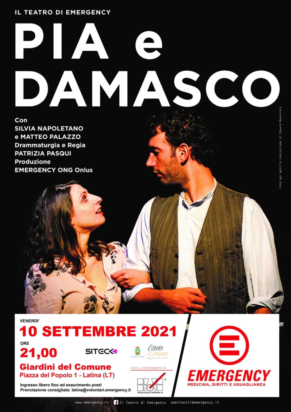 Il teatro di Emergency questo venerdì nei Giardini del Comune di Latina in ricordo di Gino Strada. - 