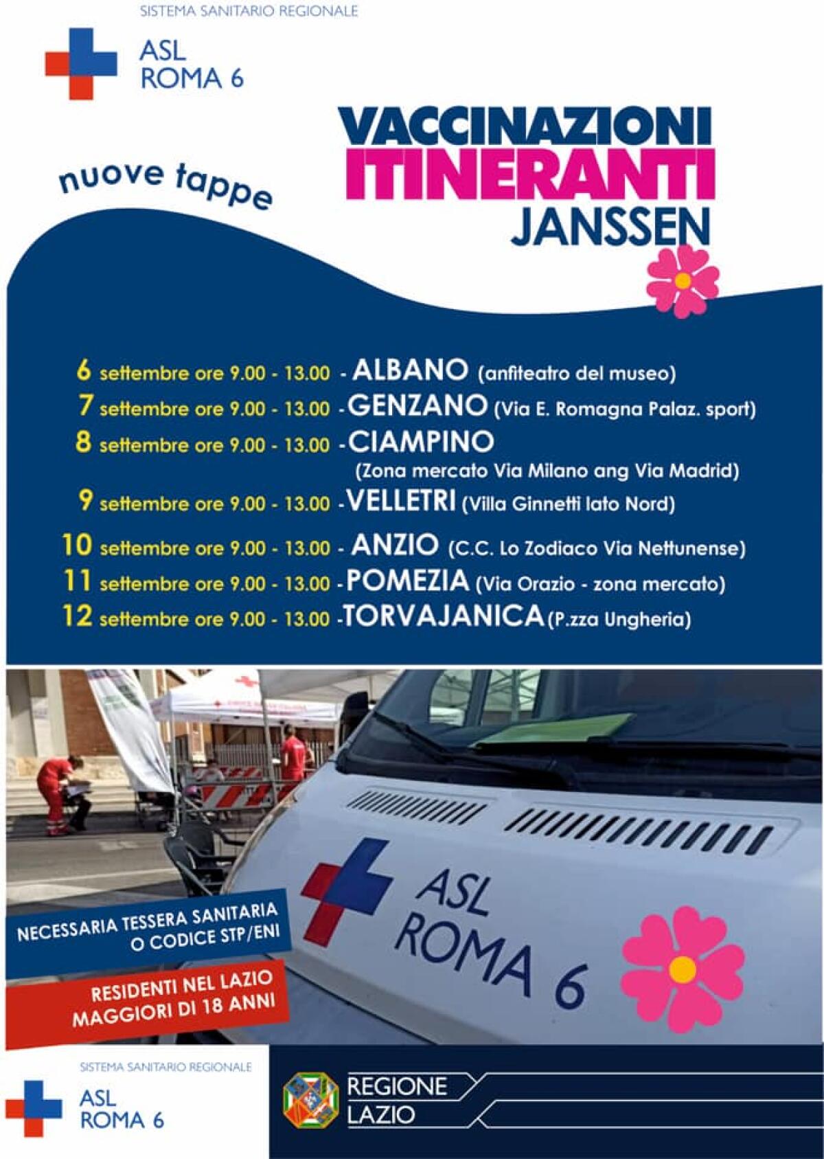 La Asl Roma 6 riparte con il camper itinerante delle vaccinazioni Anti-Covid. Ecco le tappe da oggi al 12 Settembre. - 