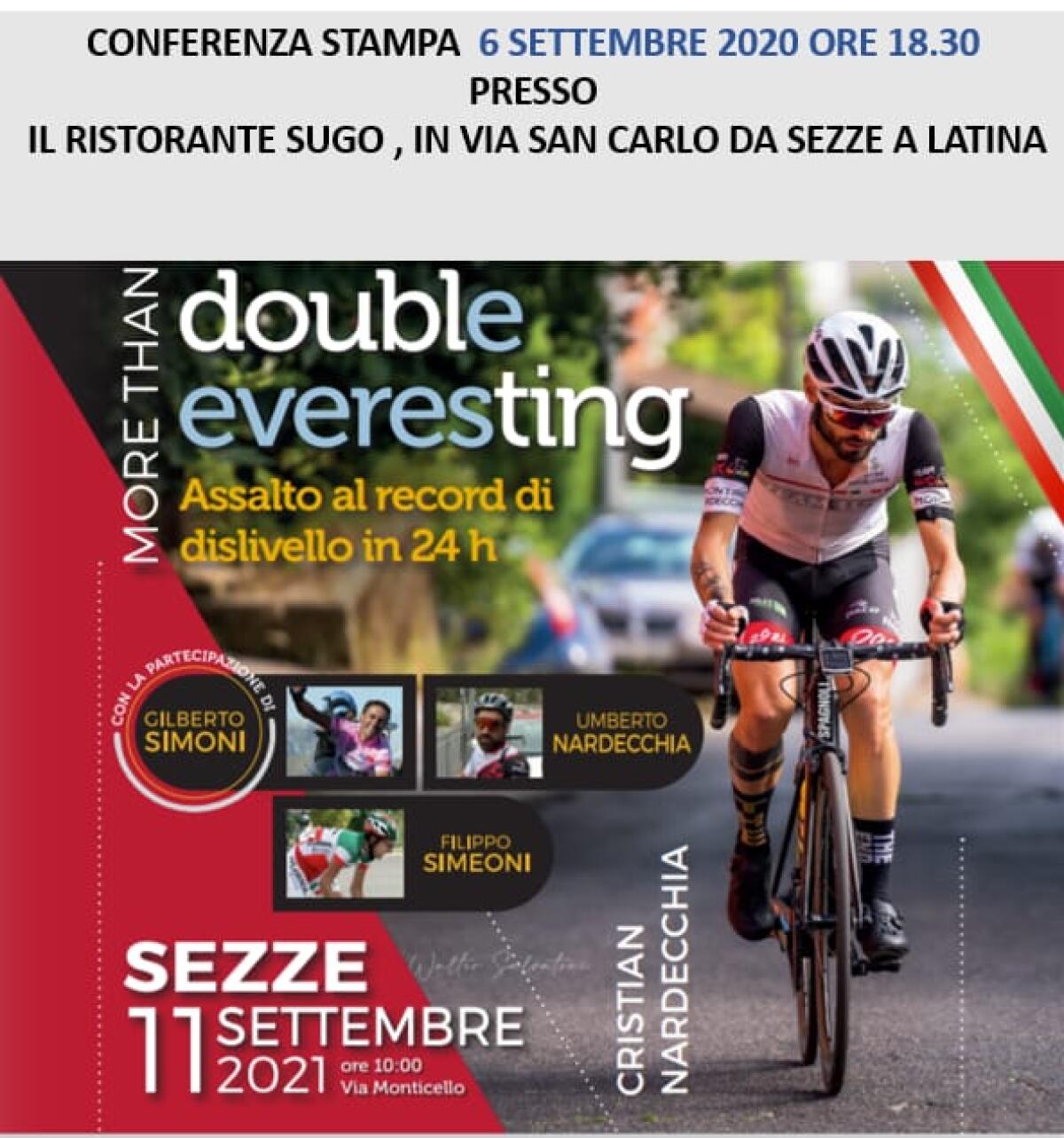 Oggi a Latina la presentazione dell’evento “More Than Double Everesting”. - 
