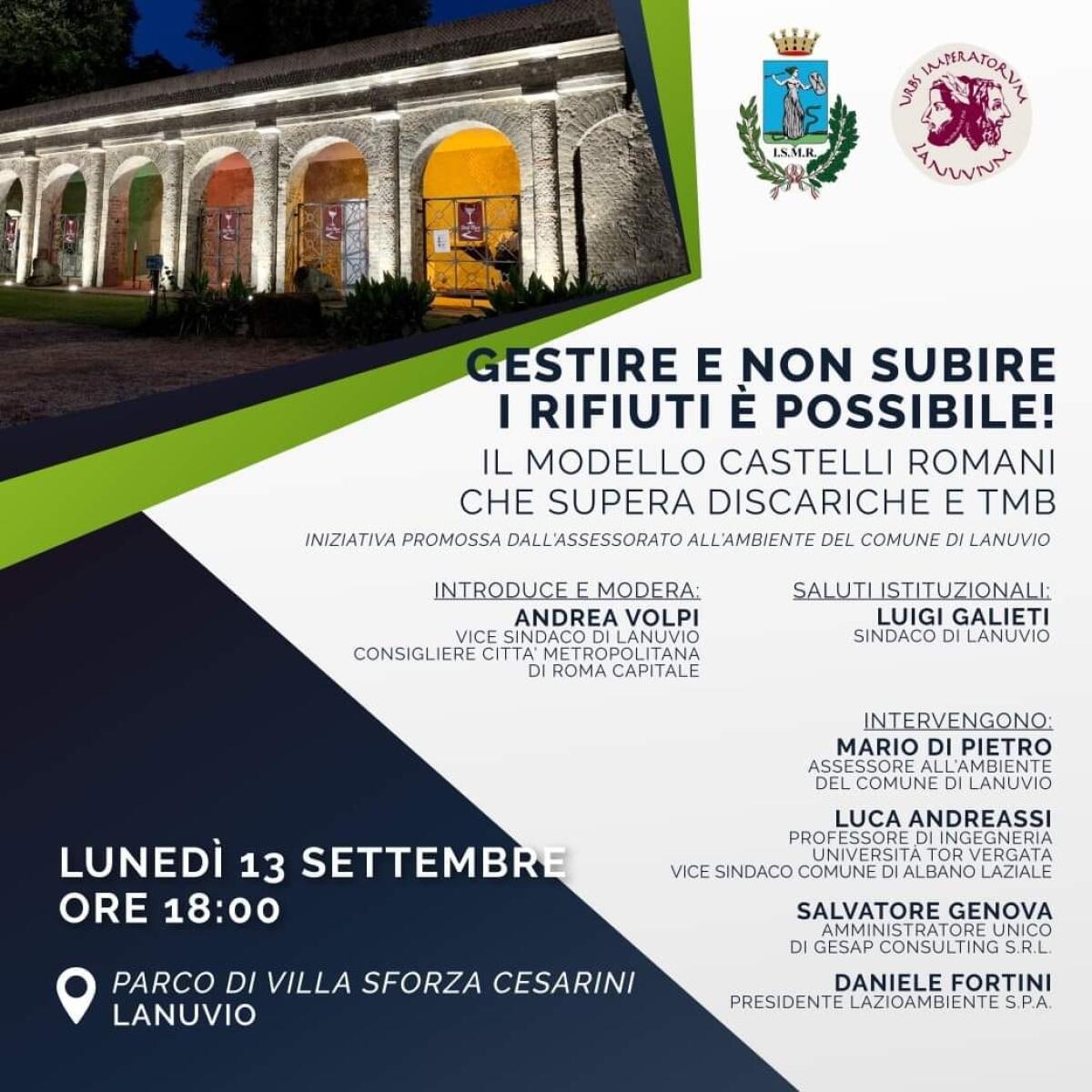 “Gestire e non subire i rifiuti è possibile!”: conferenza sul tema il prossimo 13 Settembre a Lanuvio. - 