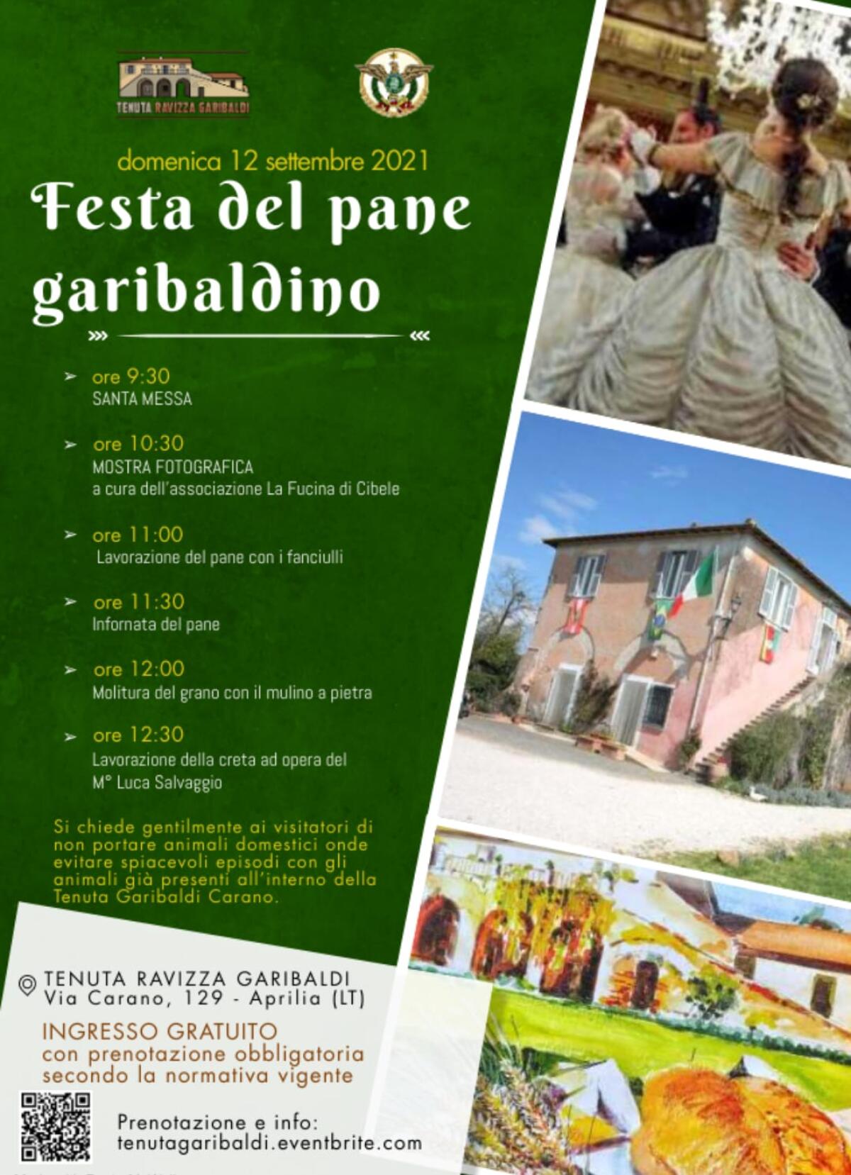 Questa domenica alla Tenuta Garibaldi di Aprilia due eventi: la “Festa del Pane Garibaldino” e “Risorgimentando in quel di Carano”. - 