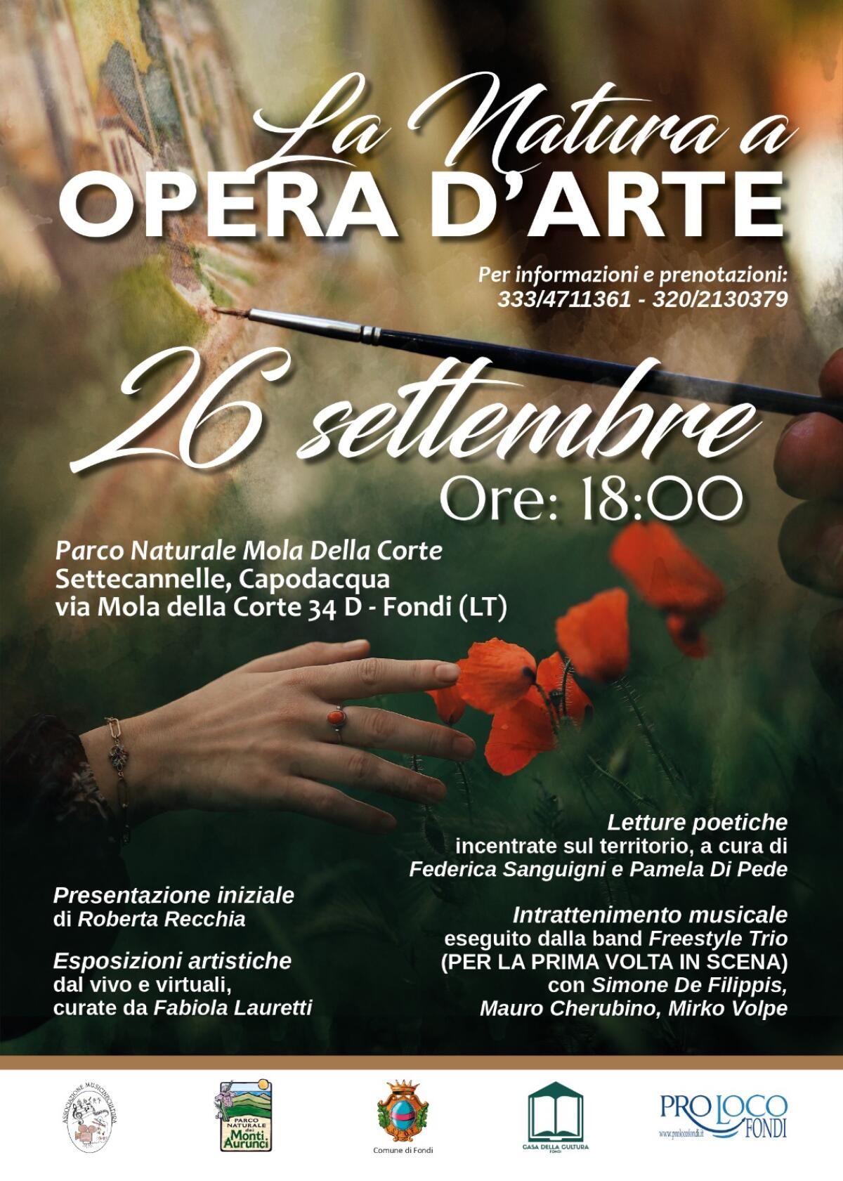 ''La Natura a opera d'Arte'' questa domenica a Fondi, al Parco Mola della Corte-Settecannelle-Capodacqua. - 