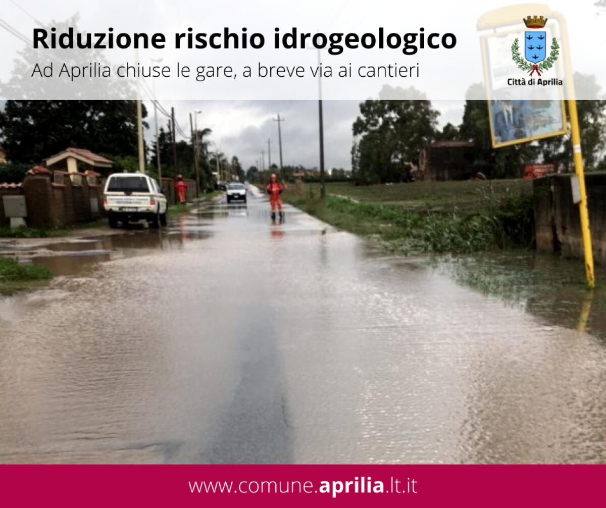 Rischio idraulico ed idrogeologico ad Aprilia: appaltati i lavori finanziati con 5 milioni di euro dal Ministero dell’Interno. - 