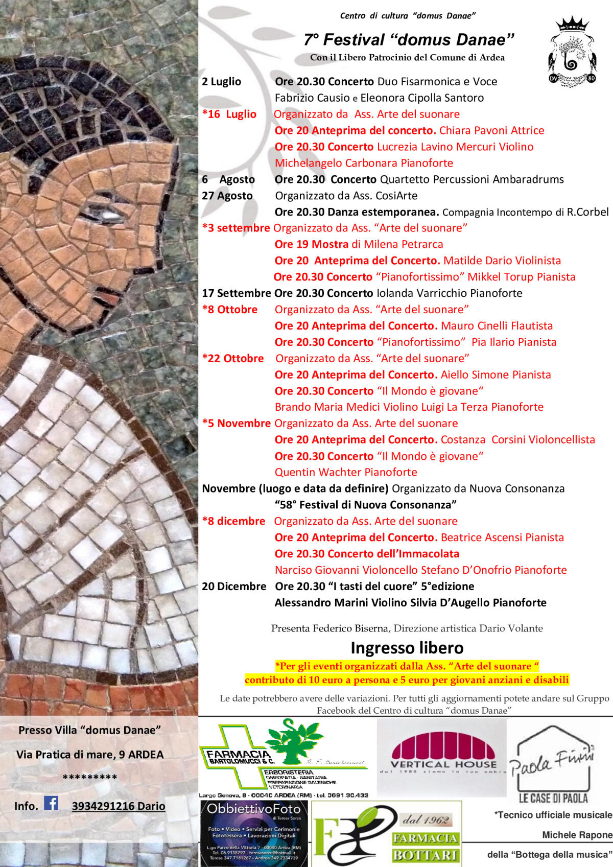 ARDEA – Questo venerdì il concerto “Pianofortissimo” nell’ambito del Festival “Domus Danae”. - 