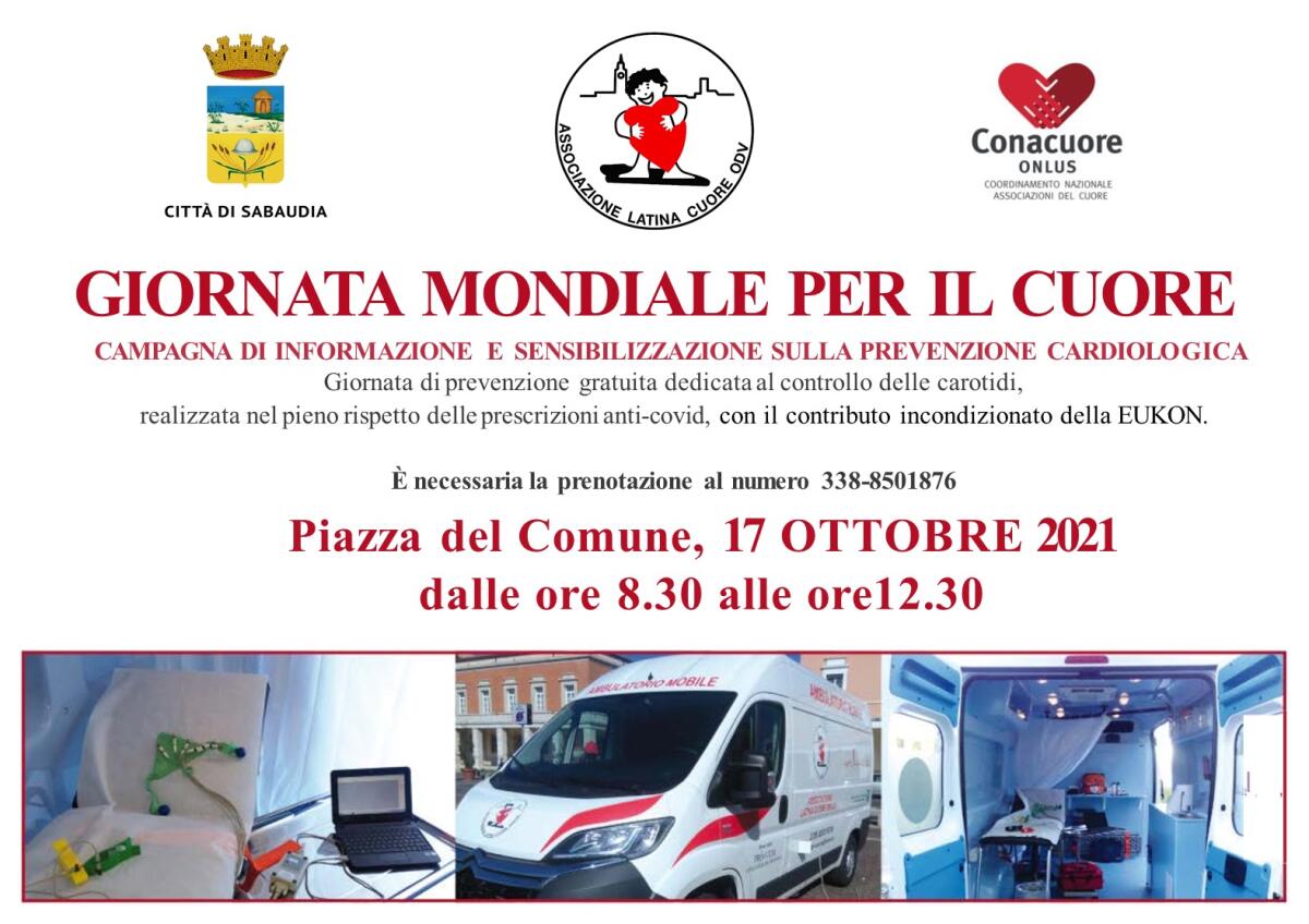 Domenica 17 ottobre a Sabaudia una giornata dedicata alla prevenzione cardiologica. - 