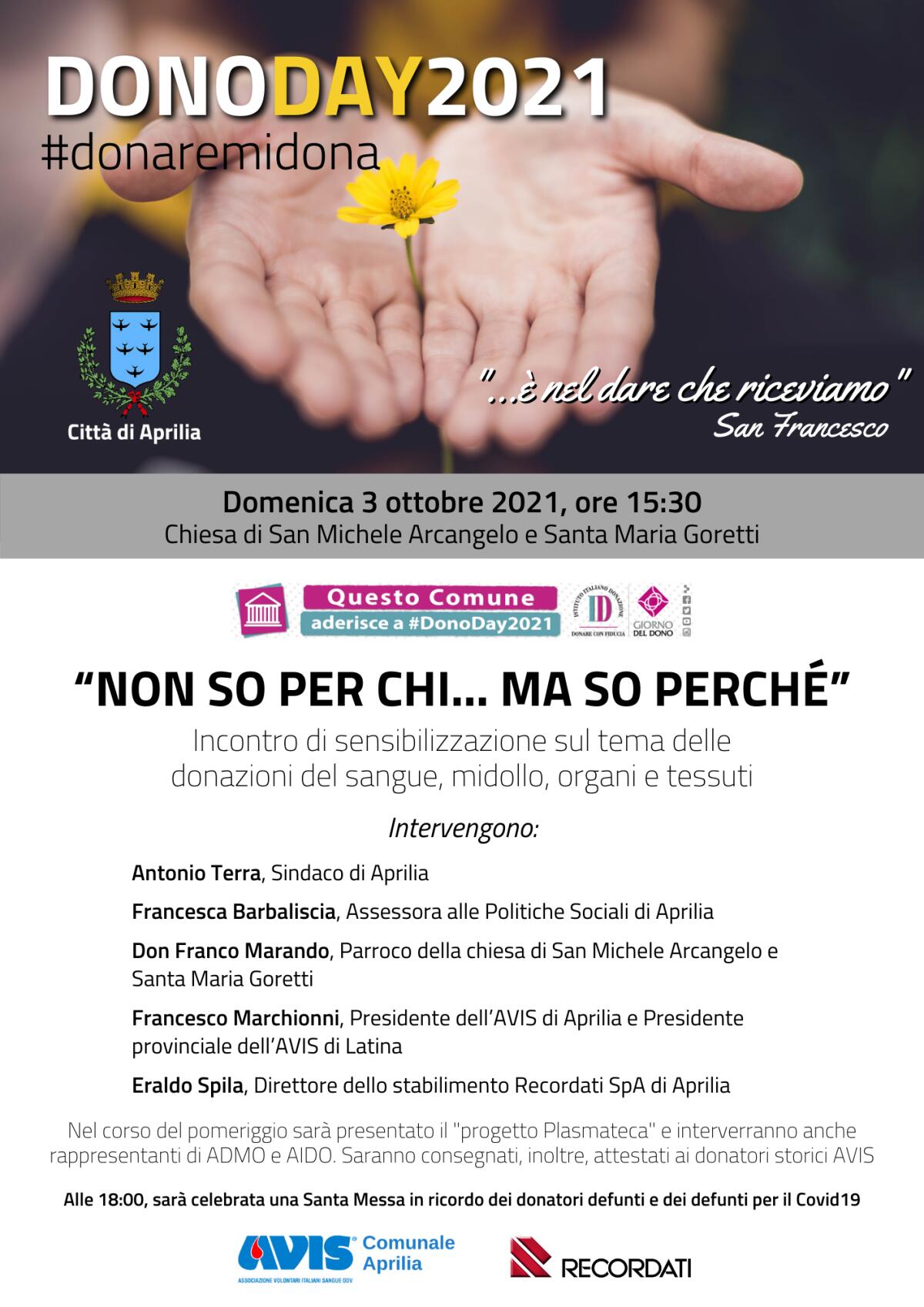 Festa di San Michele ad Aprilia, domenica momento di riflessione su donazione di sangue, midollo, organi e tessuti - 