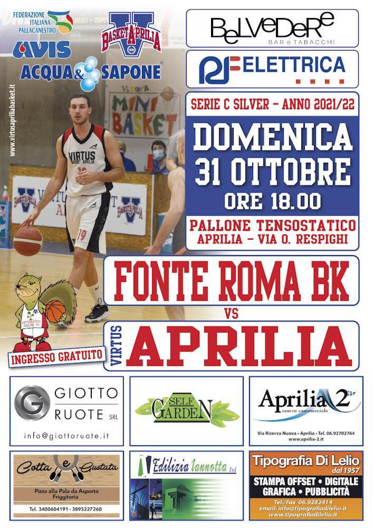 Basket maschile serie C Silver: questa domenica la Virtus Aprilia affronta la Fonte Roma Basket. - 