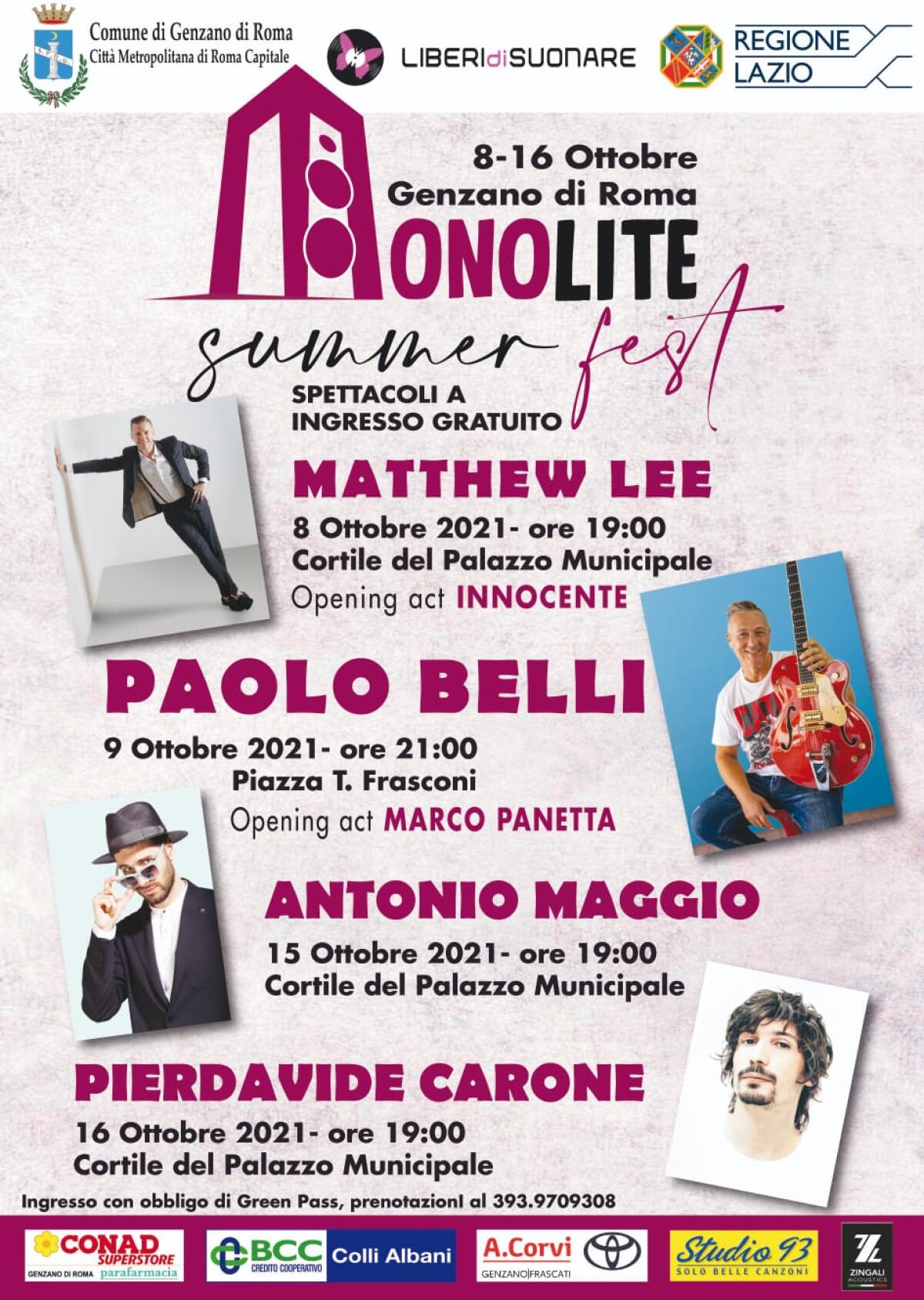 “Monolite Summer Fest!” a Genzano: questa sera il concerto di Antonio Maggio, domani sul palco Pierdavide Carone! - 
