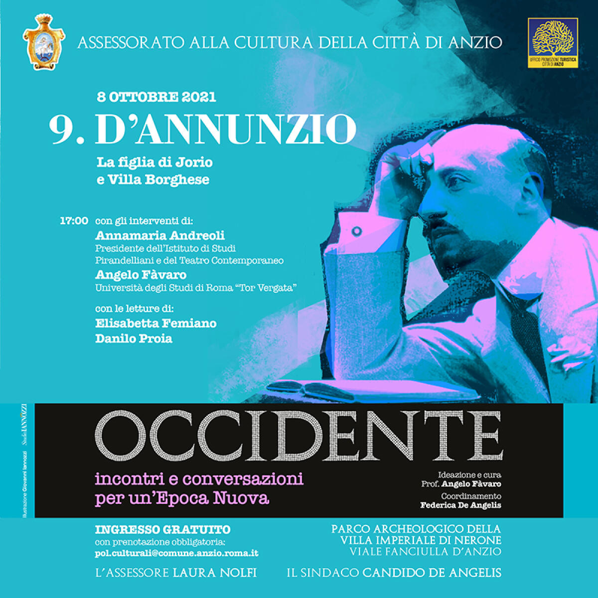 ANZIO - Rassegna “Occidente”: questo venerdì l’incontro “D’Annunzio, La figlia di Iorio e Villa Borghese”. - 
