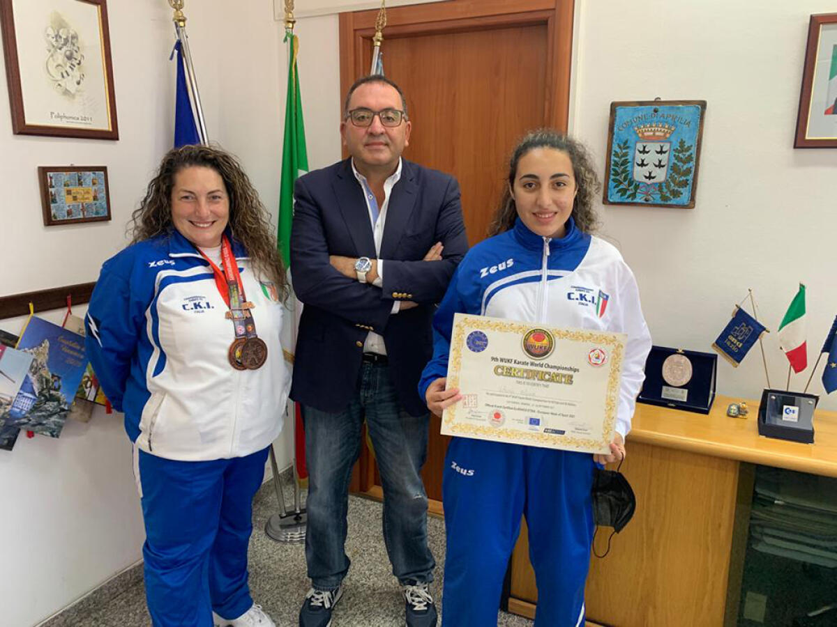 Due bronzi al mondiale di karate. Sindaco di Aprilia riceve l'atleta Angela Dammone Sessa - 