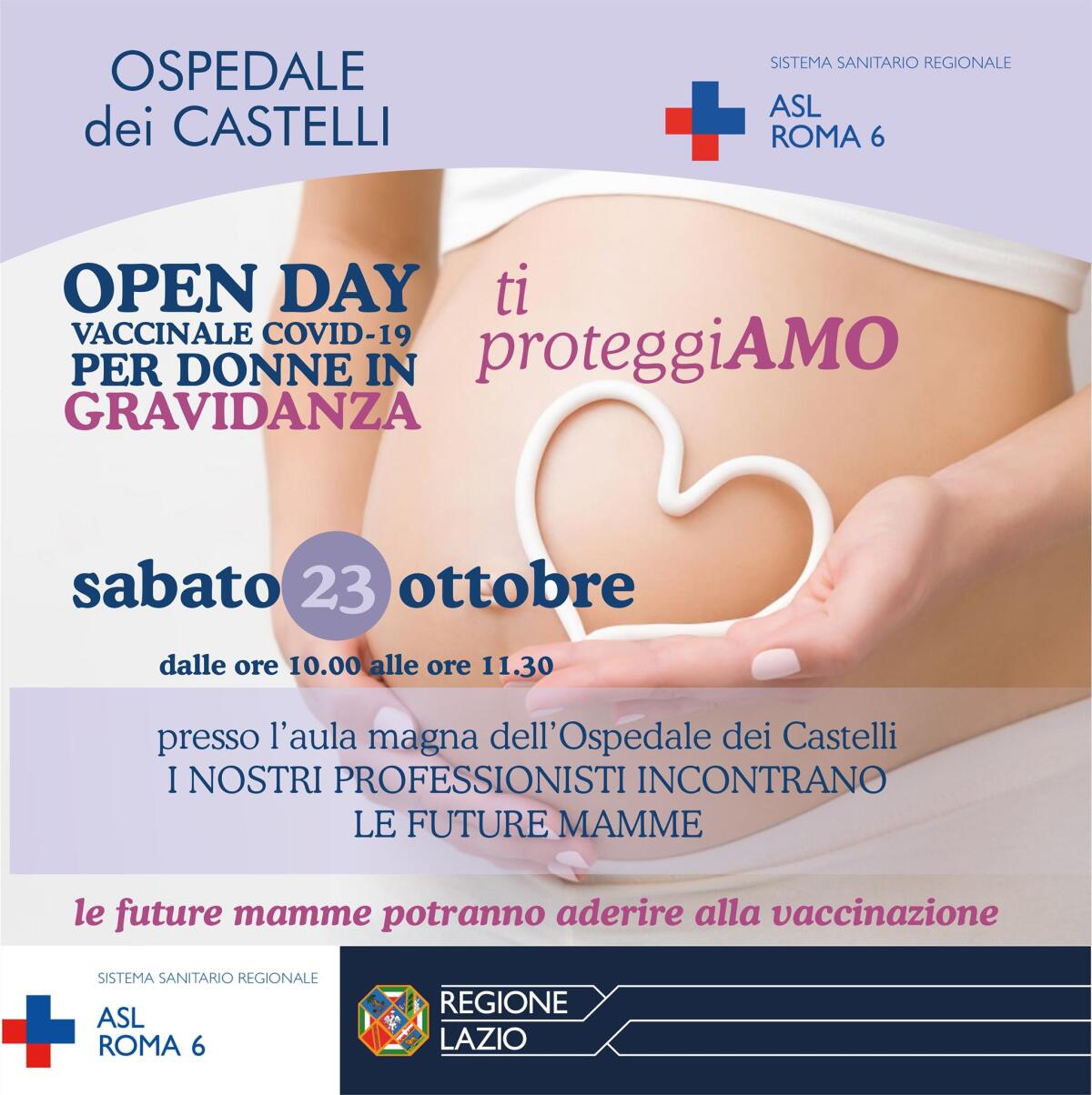 Covid, sabato 23 Ottobre la Asl Roma6 organizza un “Open Day Vaccinale” per le donne in gravidanza. - 