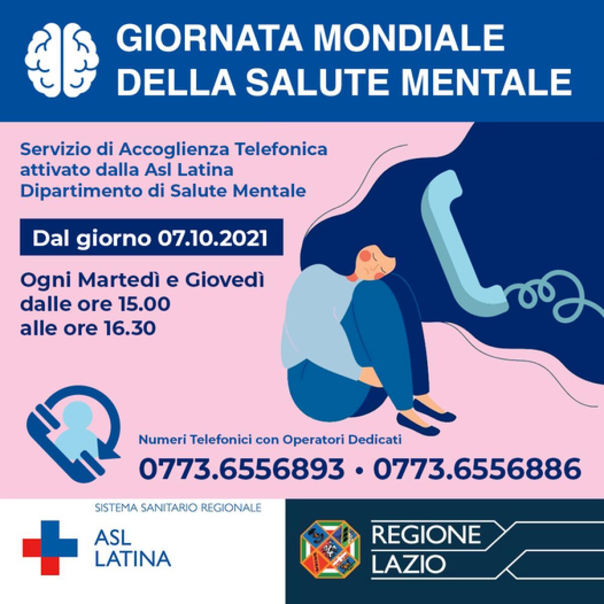 Giornata mondiale della Salute Mentale: la Asl di Latina istituisce delle postazioni dedicate all’accoglienza telefonica. - 