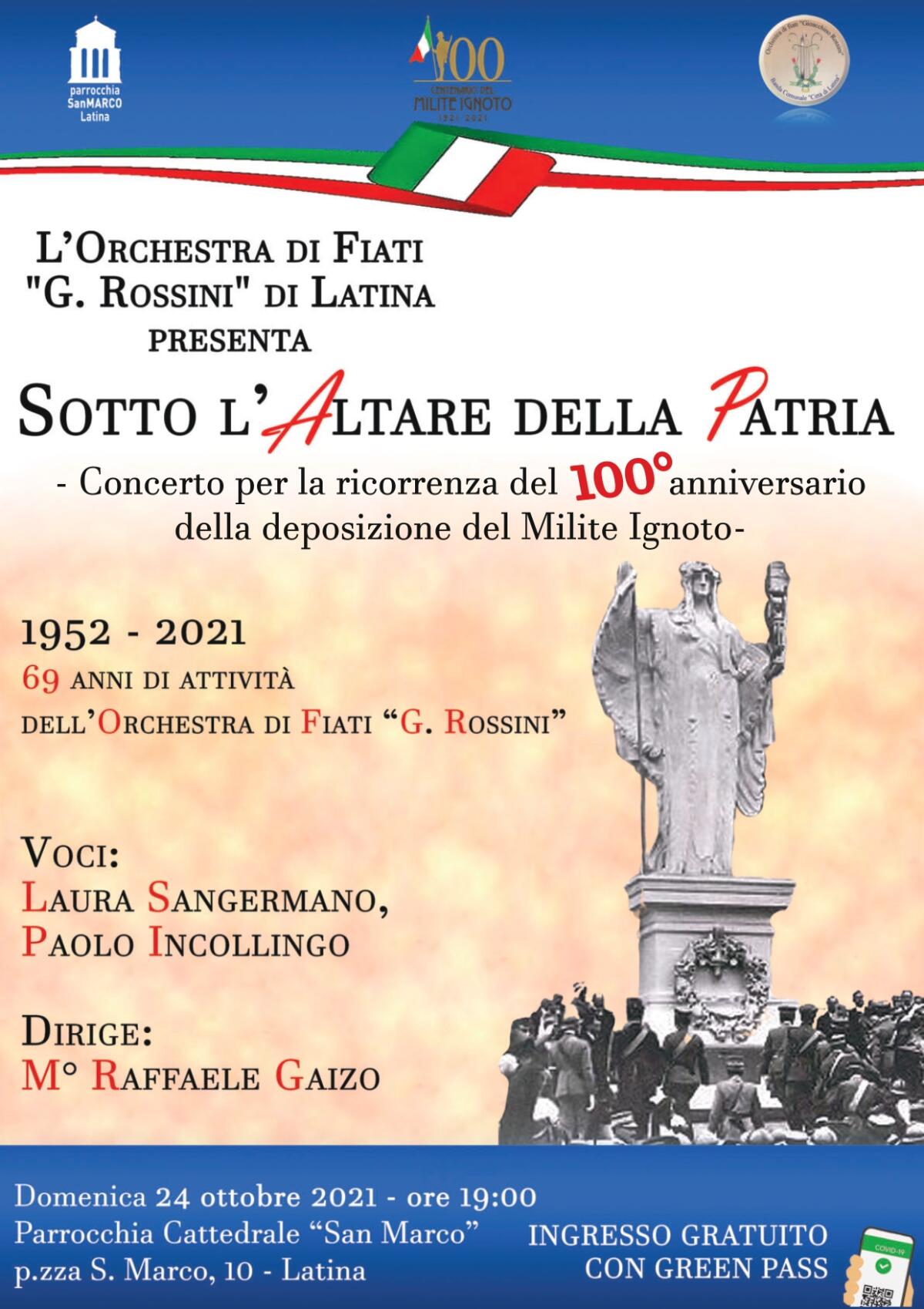 "Sotto l’Altare della Patria": l'orchestra di Fiati “Rossini” questa domenica in concerto alla cattedrale San Marco di Latina. - 