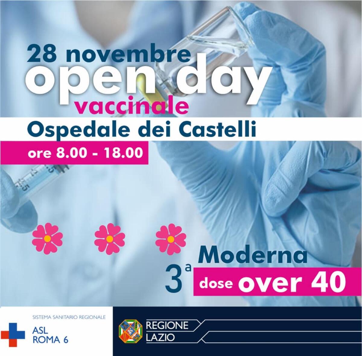 “Open day vaccinale Moderna” per gli Over40 questa domenica all’ospedale dei Castelli, ma anche a Latina e Formia. - 