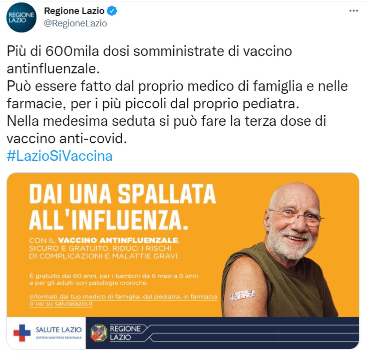 Entra nel vivo la campagna antinfluenzale nel Lazio: oltre 600mila i vaccini somministrati. - 