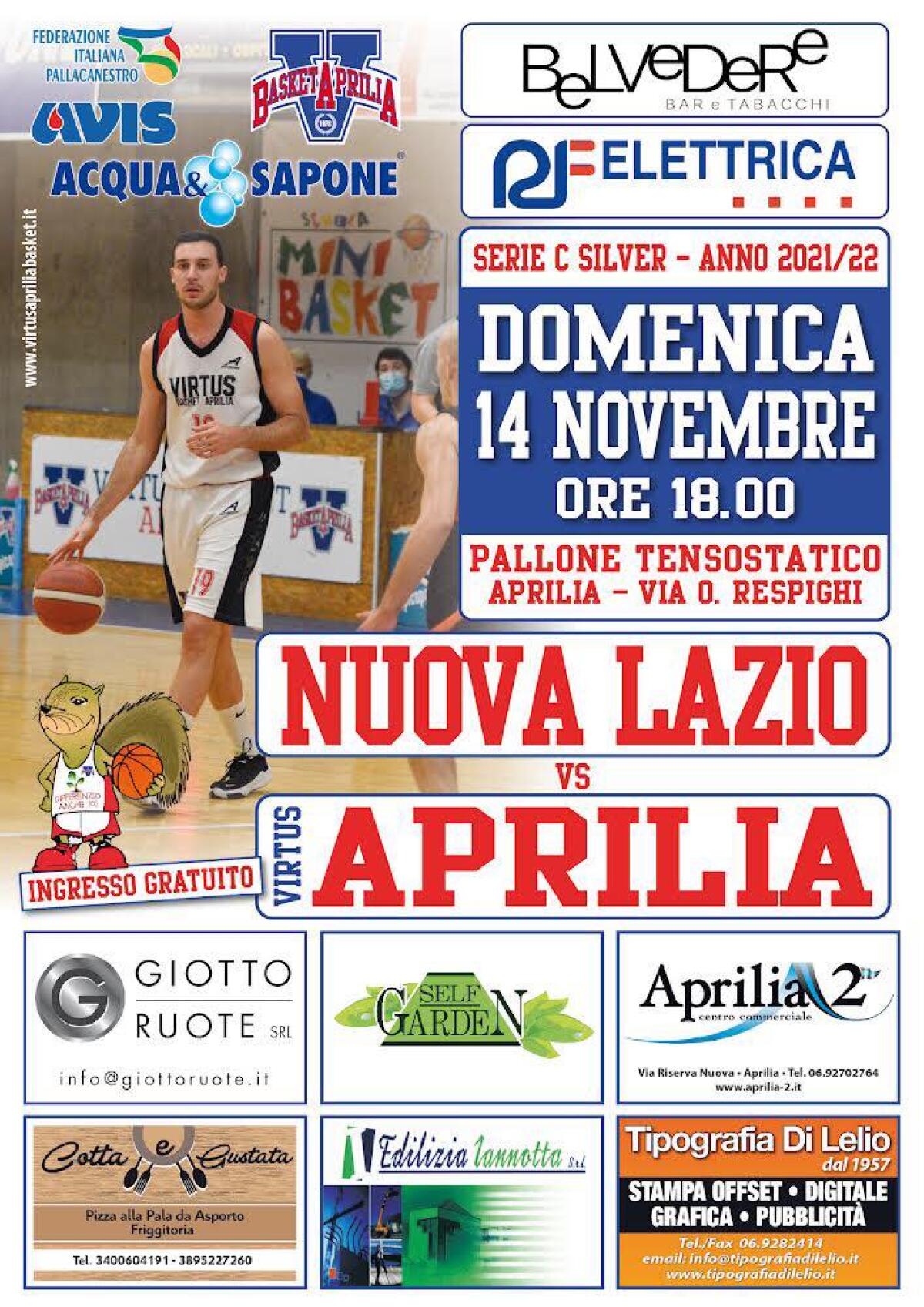 Basket maschile serie C Gold: la Virtus Aprilia questa domenica in casa contro la Nuova Lazio. - 