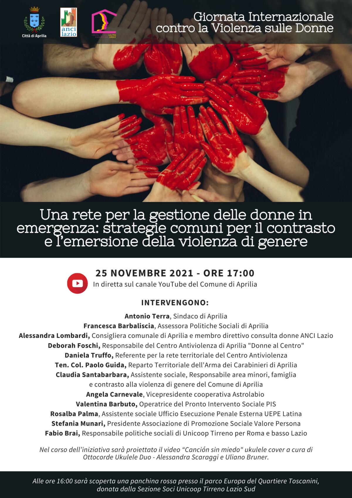 Giornata Internazionale contro la Violenza sulle Donne, un momento di riflessione organizzato dal Comune di Aprilia per giovedì pomeriggio - 