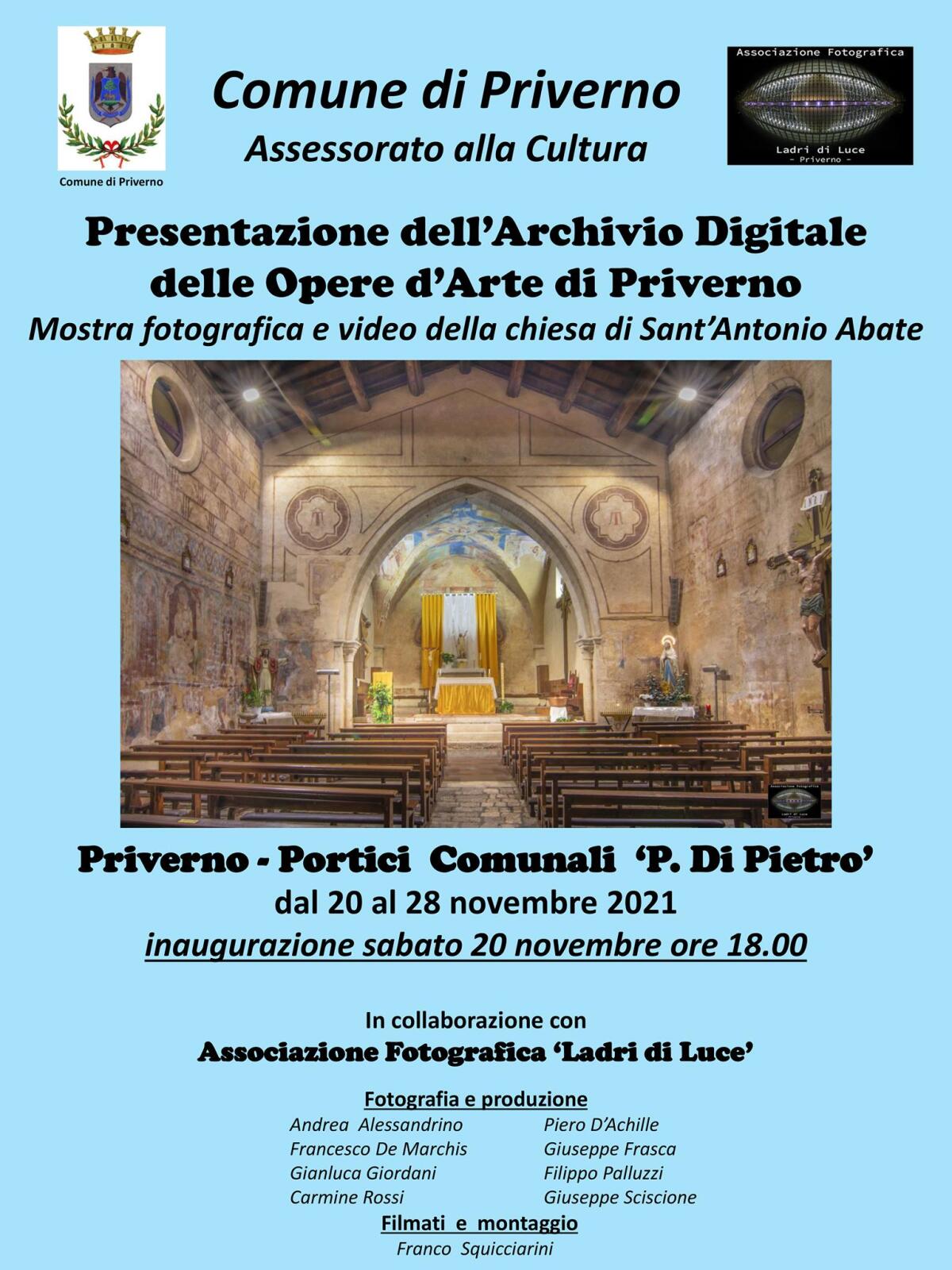 Un archivio digitale comunale delle opere d'arte di Priverno - 