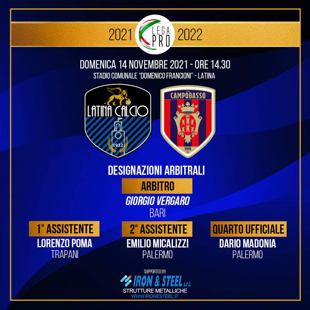 Calcio di serie C: il Latina questa domenica ospita al “Francioni” il Campobasso. - 