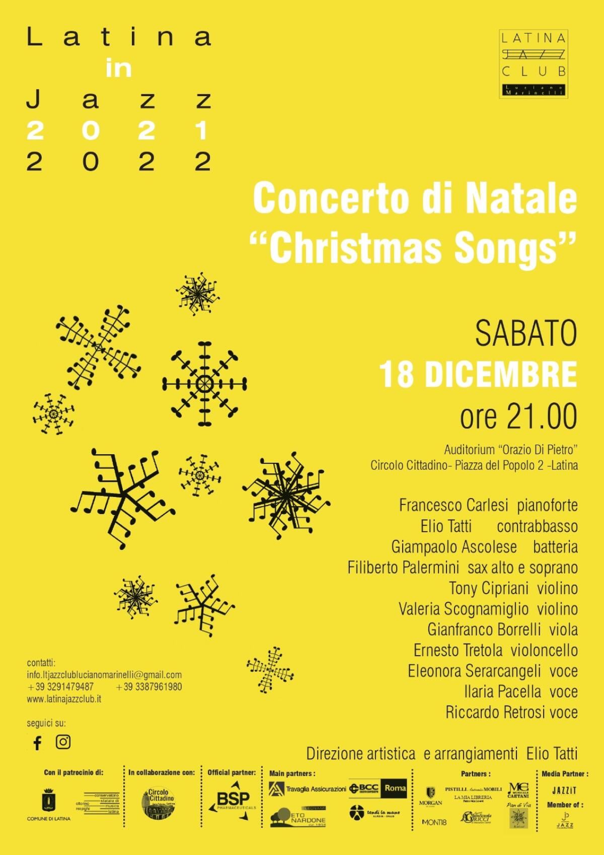 Concerto di Natale “The Christmas Songs” questa sera al Circolo Cittadino con il Latina Jazz Club “Luciano Marinelli”. - 