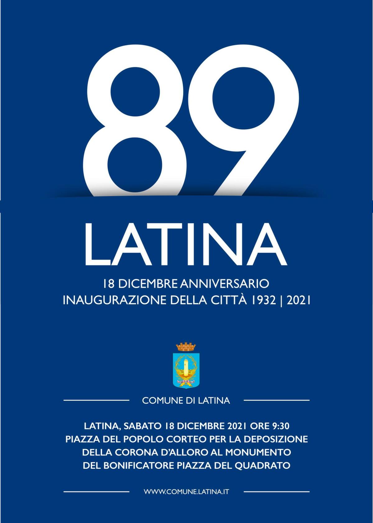 18 Dicembre 2021: 89esimo anniversario dell’inaugurazione di Latina. Ecco gli eventi in programma. - 