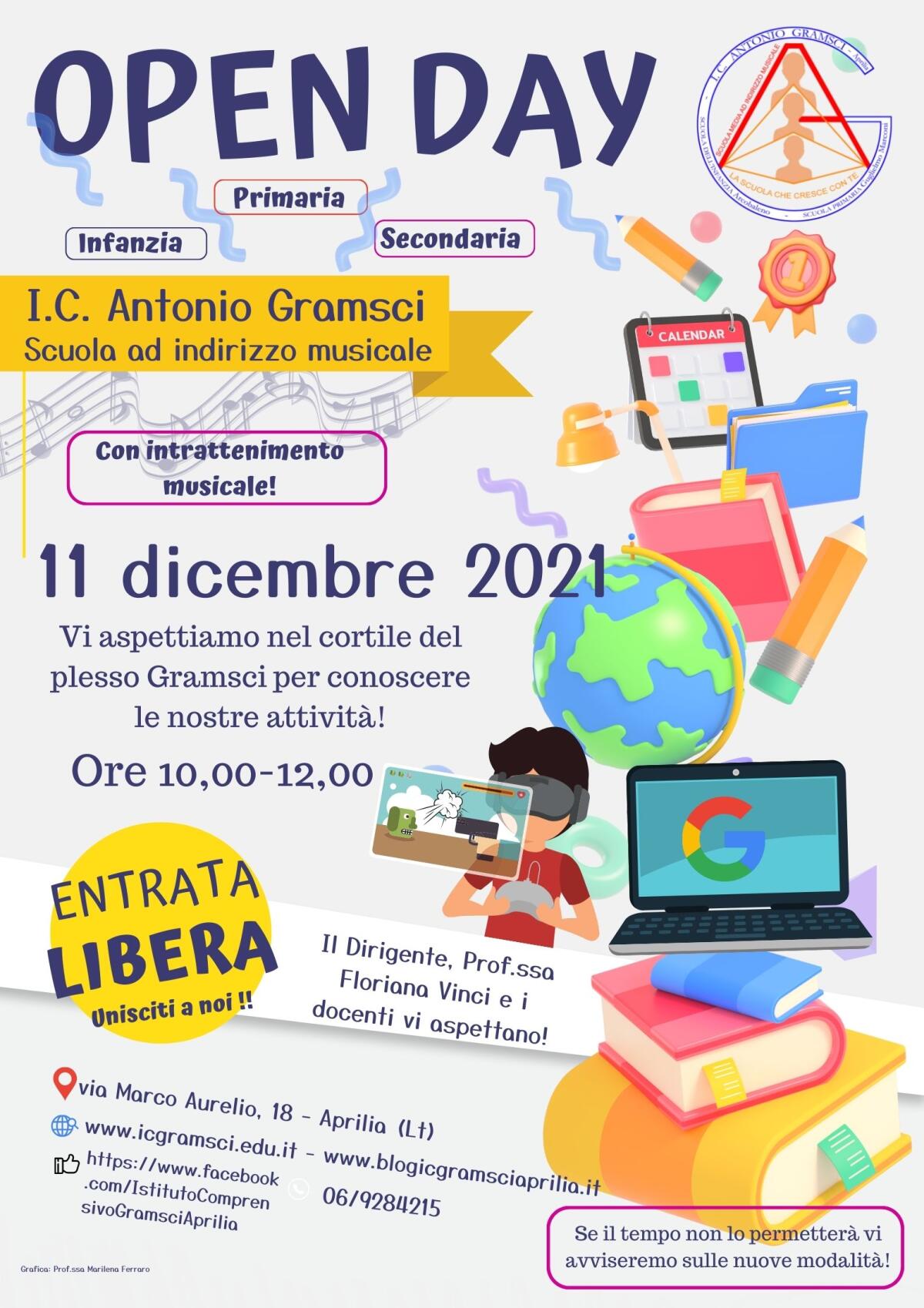 Sabato 11 Dicembre “Open Day” all’Istituto Comprensivo “Antonio Gramsci” di Aprilia”: la scuola dell’infanzia, primaria e secondaria si raccontano. - 