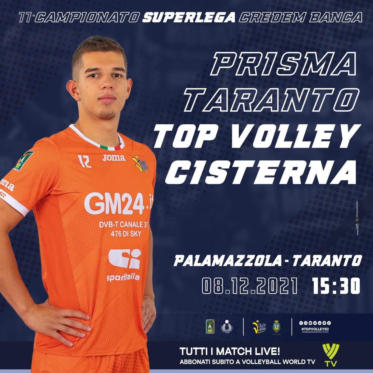 Pallavolo maschile di Superlega: la Top Volley Cisterna oggi al PalaMazzola affronta il Prisma Taranto. - 