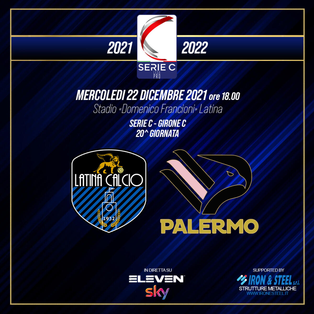 Calcio di serie C: questo mercoledì ultima partita del 2021 per il Latina che attende al Francioni il Palermo. - 