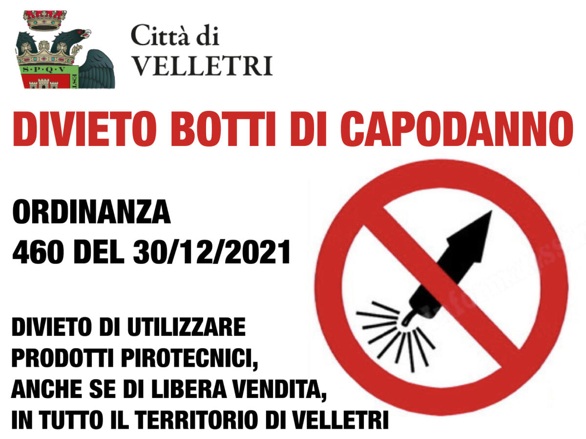 Scatta l’ordinanza contro i botti di Capodanno anche nella città di Velletri. - 