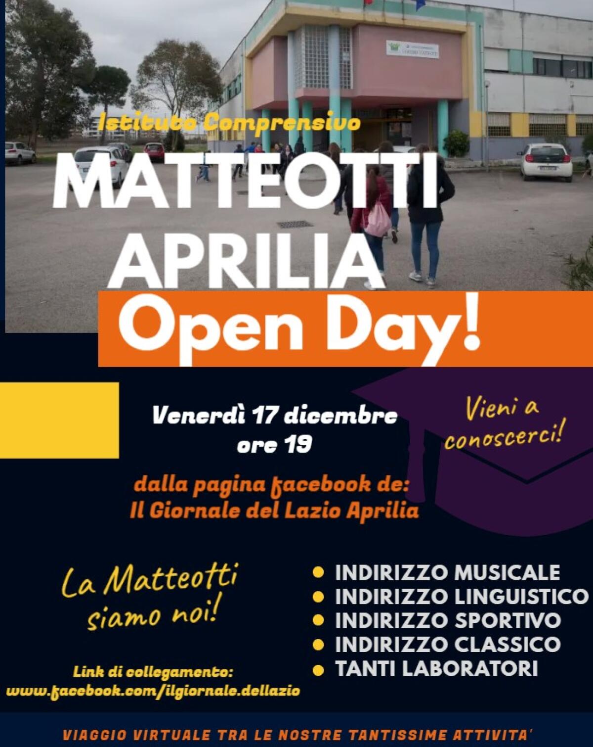 Questo venerdì 17 Dicembre Open Day “virtuale” all’Istituto Comprensivo “Giacomo Matteotti” di Aprilia. - 